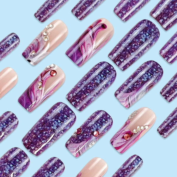 12 Sizes-24 Pcs Press On Nails CZ460-B7