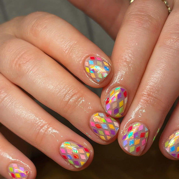 Rainbow Square Nail Pieces