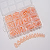 240 Pcs Glitter French white edge manicure short almond nail