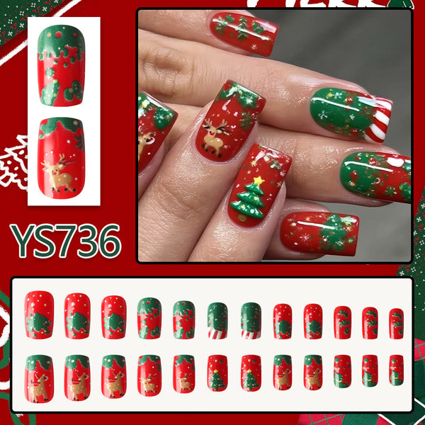 Elk Christmas Gift Striped Red with Green Glitter Armor
