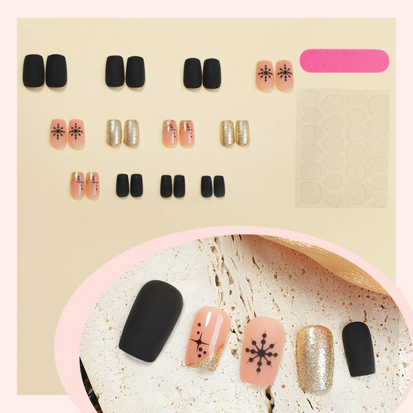Glitter Snowflake Christmas Element Scrub Fake Nails