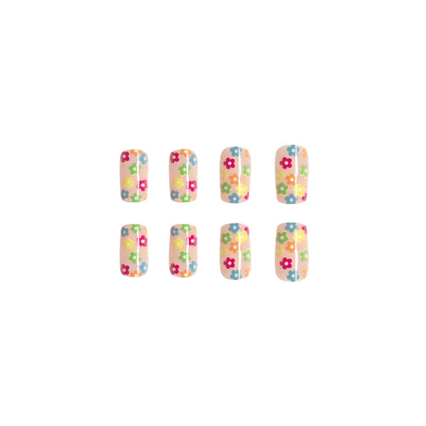 White small flower false nails